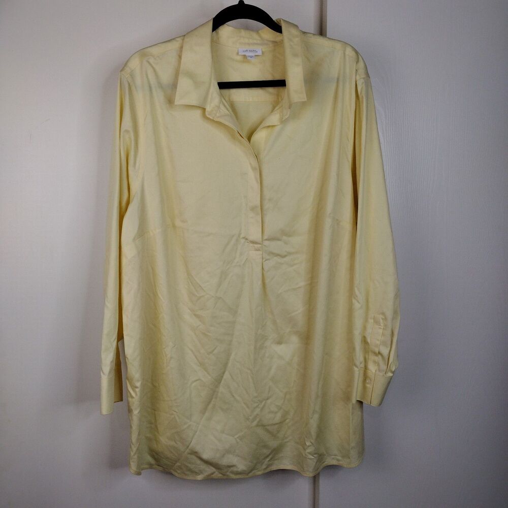 J Jill Non-Iron Popover Tunic Top V-Neck Blouse Plus Size 3X Yellow